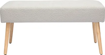 Produktbild von Miliboo - Skandinavische Bank aus weißem Stoff mit Bouclé-Wolleffekt und hellem Holz B96 cm GUESTA