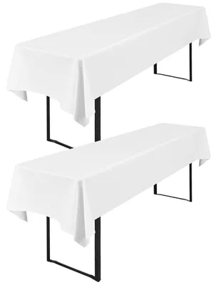 Obrázek produktu pro Bílý ubrus na stůl, 2 kusy, rozměry 250x100 cm, vhodný pro stoly o výšce 50-70 cm, materiál: polyester