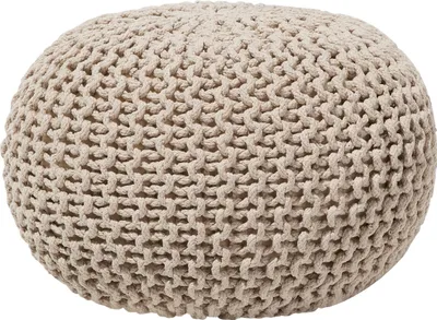Obrázek produktu pro BELIANI Pouf béžový 100% bavlna kulatý Ø40 cm elegantní moderní