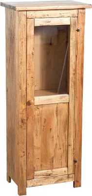 Immagine prodotto di Credenza in legno massello, produzione italiana - Vetrina vintage, 40x25x98 cm - Credenza da cucina in stile rustico - Mobile per soggiorno