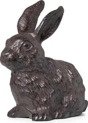 Image de Figurine de décoration lapin en fonte brune look antique - décoration de jardin lapin de Pâques résistant aux intempéries pour l'extérieur - figurine de lapin décorative comme animal pour jardin terrasse balcon env. 22x11x22 cm