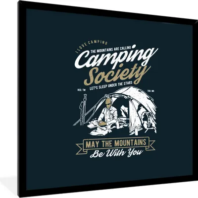 Produktbild von MuchoWow® MuchoWow® Gerahmtes Poster Zelt - Camping - Retro 40x40 cm - Poster mit zchwarzem Bilderrahmen - Mit Rahmen - Wanddekoration Schlafzimmer