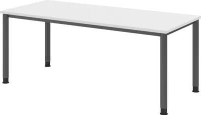 Produktbild von bümö Schreibtisch Serie-H - Nachbildung: Weiß, Gestell: Graphit, Größe:  180 x 80 cm