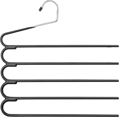 A multi-tiered hanger for organizing clothes.