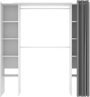 Produktbild von Kleiderschrank Kleiderschranksystem - B. 110/180 cm - Weiß & Grau - DORIAN