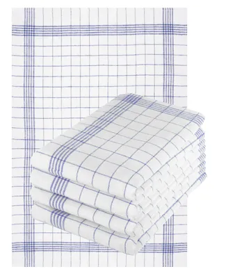 Produktbild von Betz 5 Stück Geschirrtücher 50 x 70 cm Halbleinen Karo MCT-11 Gläsertücher Küchentücher  Farbe: blau