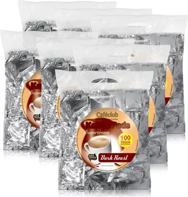 Produktbild von 7x Cafeclub Dark Roast Kaffeepads Megabeutel je 100 stk. dunkle Röstung