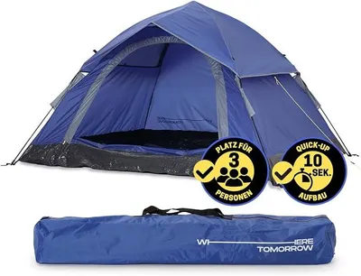 Produktbild von Camping Zelt | Leichtes Pop Up Wurfzelt | 2-3 Personen Kuppelzelt | Trekking & Festival Igluzelt | Sekundenzelt Wasserdicht 210x190x110cm | Ideal auch als Strand Wind- & Sonnenschutz