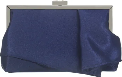 Image de Embrayage sac de soirée élégant plissé satin sac à main formelle simple porte-monnaie classique pour les femmes (bleu marine)
