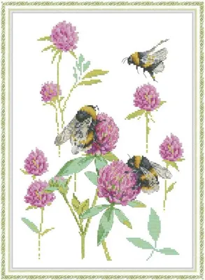 Kreuzstich-Set für Erwachsene, Bienen Blumen, 14 Stück, DIY Stickerei