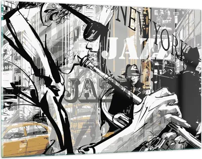 Produktbild von Bilder auf glas - Jazz Musik Musiker - 120x80cm - Glasbilder - Wandbilder - Kunstdruck - zum Aufhängen bereit - Wanddekoration aus Glas - Glas Bilder - Wandbild auf Glas - Einteilig - GAA120x80-3792