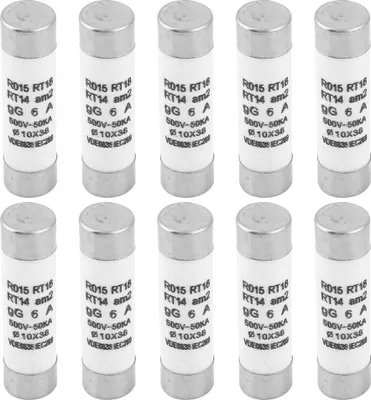 Obrázek produktu pro 10 vysoce výkonných pojistek s indikátorem 10x38 380-500VAC (6A)