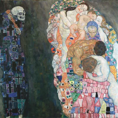 Zdjęcie produktu dla Gustav Klimt Art Print Obraz - Śmierć i życie 1915 (100 x 100 cm)