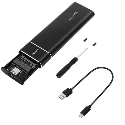 Produktbild von M.2 NVME Gehäuse USB 3.1SSD case 10 Gbps Gen 2 to PCI-e [NVMe & SATA] mit UASP Trim, für NVMe PCIe M-Key/M+B Key in 2230/2242/2260/2280 mit USB Kabel
