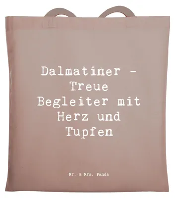 Produktbild von Mr. & Mrs. Panda Tote Bag Spruch Dalmatiner Herz - Braun Pastell - Geschenk, Geschichte, Tasche, Einkaufstasche, Hunderassen Eigenschaften, Hundeliebhaber, Shopping