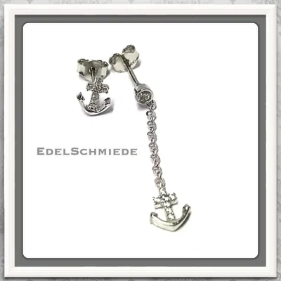 Produktbild von Edelschmiede925 Single Ohrstecker in 925 Silber "Anker" m Zirkonia