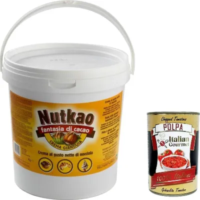 Produktbild von NUTKAO Crema spalmabile gianduia, Streichfähige Gianduja Creme Brotaufstrich Aufstrich 6 Kg + Italian Gourmet polpa 400g