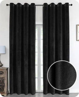 Obrázek produktu pro Ibenzoa® Sametová zatemňovací závěs s poutky – černá barva, 140 x 145 cm, nepropouští světlo, 100% polyester
