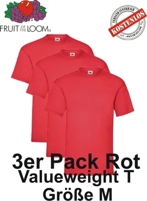 Produktbild von 3er/5er/10er Pack Valueweight T Shirt Fruit of the Loom S M L XL 2XL 3XL Red M 3er