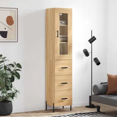 Productafbeelding van vidaXL Hoge kast Sonoma-eikenlook, 34,5 x 34 x 180 cm, houtvezelplaat