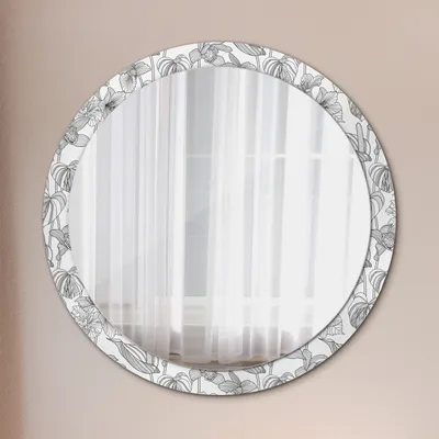Produktbild von Spiegel - Mirror zum Wandspiegel Schlafzimmer – Schminkspiegel- Floral Muster- Ø100cm