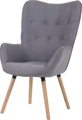 Produktbild von SVITA CLEO Ohrensessel Stoffbezug Fernsehsessel Relaxsessel Chesterfield Hellgrau