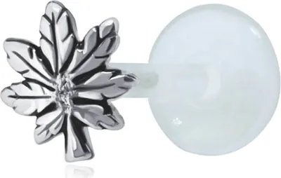 Produktbild von Ohrring Tragus Ohrpiercing 925 Sterling Silber mit Hanfblatt Material - Silber Stablänge - 10 mm