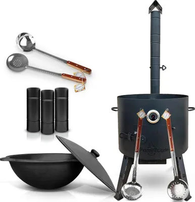 Produktbild von Utschak Uchag Feuerofen Ø 49 cm 2 mm Stahl mit Usbekische Kazan 22 L