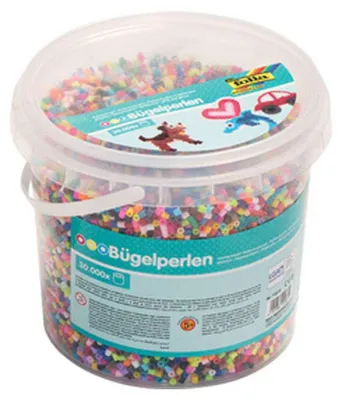Produktbild von folia 73219 Bügelperlen, farbig sortiert, Großpackung 30.000 Stück, Eimer