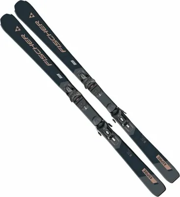 A pair of skis on a white background.