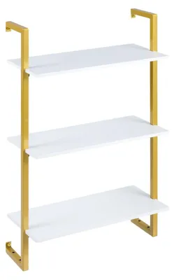 Obrázek produktu pro 3patrová nástěnná police s kovovým rámem - bílá, 53x23x90 cm