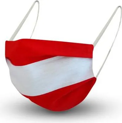 Produktbild von Design Maske aus Baumwolle mit em Innenvlies - Gestreift Rot-Weiss - 15437 - Gratiszugabe