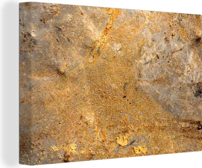Produktbild von OneMillionCanvasses® - Leinwandbilder - 140x90 cm, Metall - Rost - Gold - Grau - Textur, Wandbilder Kunstdruck Wanddekoration - Foto auf Leinwand - Gemälde auf Holzrahmen