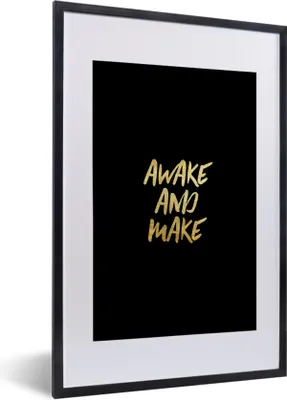 Produktbild von MuchoWow® Gerahmtes Poster Zitate - Gold - Schwarz 40x60 cm - Poster mit Schwarzem Bilderrahmen Wandposter Rahmen Foto Bilder - Poster in Rahmen