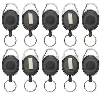 Skipasshalter, 10 Stück, schwarz transparent, mit Schlüsselring