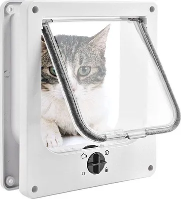 Produktbild von Famanu Katzenklappe Innenbereich - 4-Wege-Verriegelung, Geräuscharm, Einfache Installation