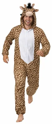 Produktbild von Foxxeo Giraffenkostüm Herren Overall mit Kapuze - Tierkostüm Erwachsene - Gröse M-XXXXL, Größe:XXL
