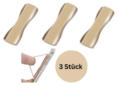 Produktbild von CLM-Tech Fingerhalterung Handy 3er Set - Einhandbedienung Handy Halterung Band - Handygriff Fingerhalter Handy Selbstklebend - 3X Handyfingerhaltung Smartphone Fingerhalter in Gold