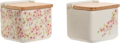 Obrázek produktu pro Solnička s víčkem Home ESPRIT White Pink Purple Bamboo 750 ml 14 x 12,5 x 12 cm (2 ks)