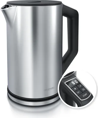 Produktbild von Arendo Wasserkocher, 1,5 l, 2200 W, Edelstahl, Doppelwand, Temperatureinstellung 40° - 100 °C mit Anzeige, silber