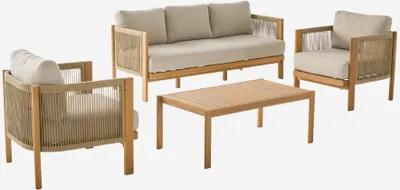 Produktbild von sweeek - Gartenmöbelset aus Akazienholz mit Seilbespannung, 5 Plätze - Braun