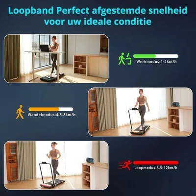 Productafbeelding van Opvouwbare loopband - Fitnessapparaat voor thuis - Cardio-training - 3 hellingsniveaus - Maximaal gewicht: 120 kg - Zwart