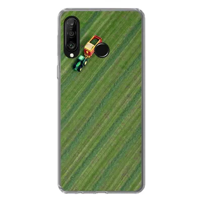 Produktbild von MuchoWow® Handyhülle Schutzhülle Hülle für Huawei P30 Lite Zugmaschine - Anhänger - Grün Silikon Softcase Handy Hülle - Handyhülle