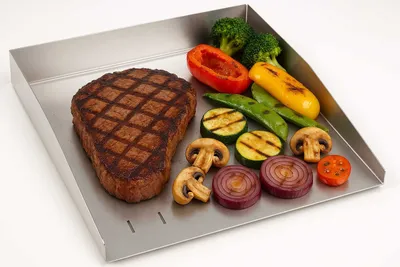 Produktbild von GARDIVO Edelstahl Grillplatte Plancha burgerplatte gemüseplatte 40x34x6 cm