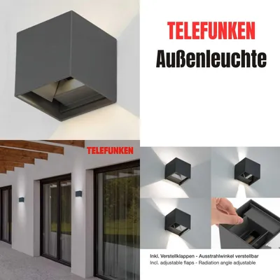 Immagine prodotto di Lampada da parete per esterni a LED in metallo IP44 4000K 7W antracite Telefunken