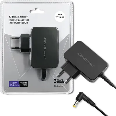 Image de Qoltec adaptateur secteur pour Toshiba Ultrabook Laptop 45W | 19V | 2,37A | 5,5*2,5
