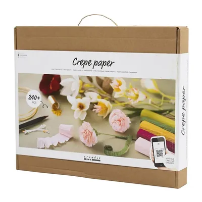 Image de Kit de bricolage papier crépon, bricoler des fleurs, y compris matériaux, outils + instructions