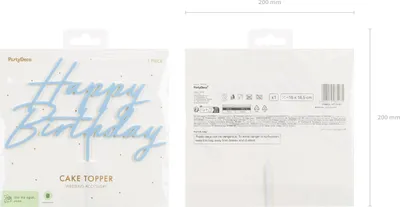 Produktbild von Cake Topper Happy Birthday 18x16cm Hellblau