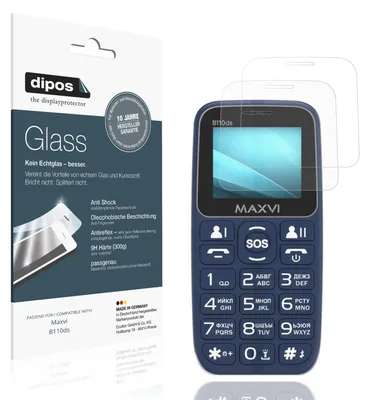 Produktbild von 2x Schutzfolie für Maxvi B110ds matt - Anti-Shock 9H Folie dipos Glass Kunststoffglas