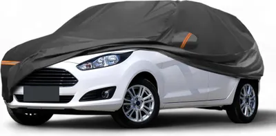 Produktbild von Autoabdeckung fš¹r Ford Fiesta 2008-2021 PEVA Spunlace Baumwolle Outdoor Voll Autoabdeckung Wasserdicht Winddicht Sonne Regen Schnee Schutz mit Passagiertš¹r Rei?verschluss Schwarz